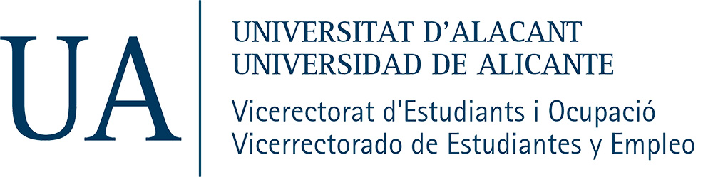 Logotipo vicerrectorao de estudiantes y empleo de la universidad de Alicante